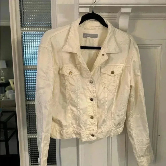 Ice jeans ivory cotton blend denim jacket logo embossed made in Italy size 42/S - Picture 12 of 16